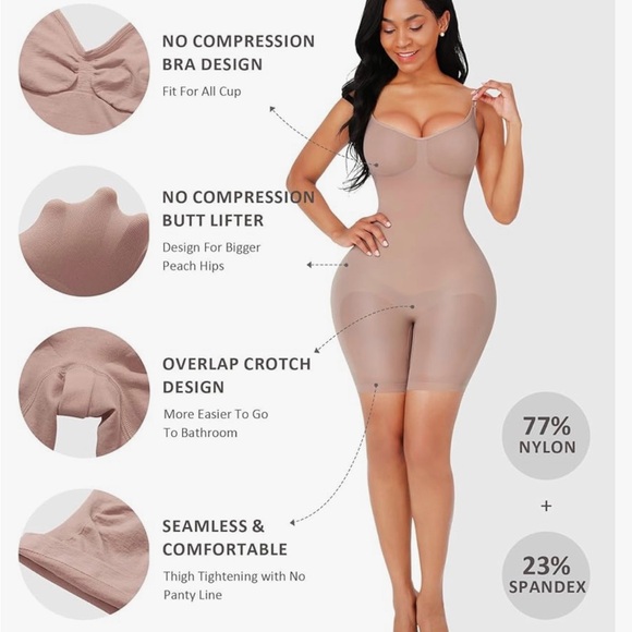 FeelinGirl Shapewear Bodysuit Tummy Control Seamless Sculpting Butt Lifter, ML - Picture 3 of 7